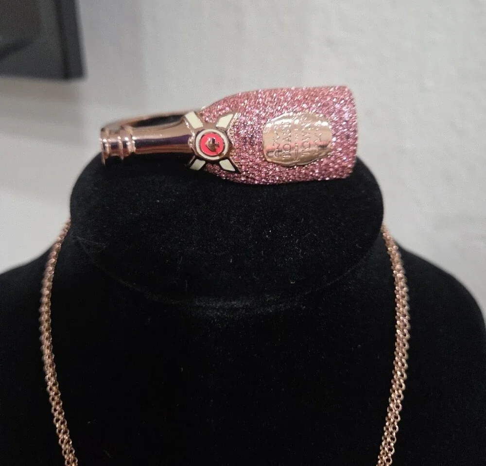 Kate Spade Rose Gold Champagne Bottle Pendant Necklace And Bracelet